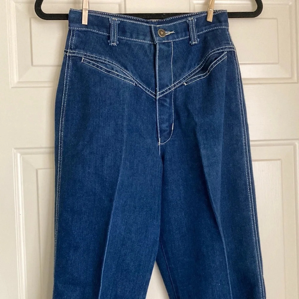 PS Gitano 1980’s high waist denim jean plain pocket size 8 24 x 27 top stitched